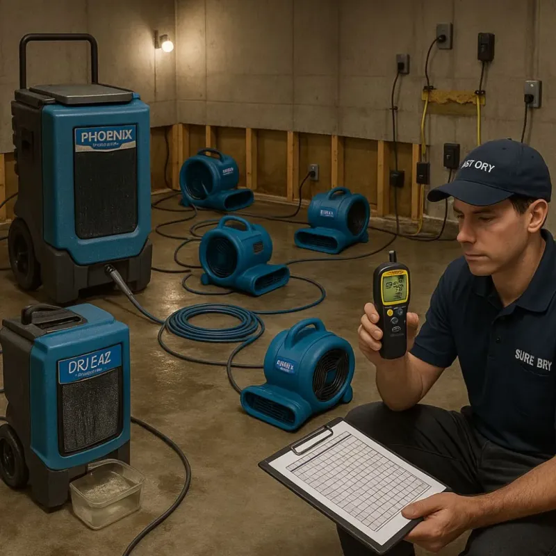 Structural Drying and Dehumidification process in Brookdale, SC